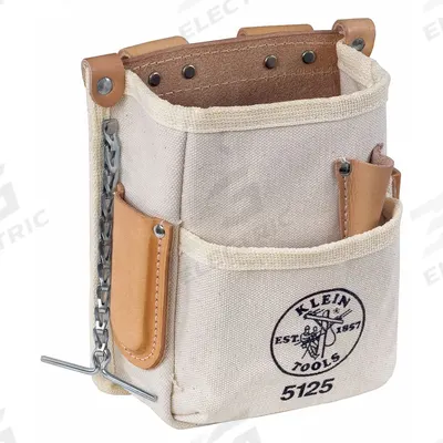 KLEIN TOOLS Tool Pouch: For 2 1/4 in Belt Wd - Max, 5 Pockets - Canvas Tool Pouches