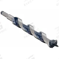 BOSCH Hybrid Drill Bit: 15/16 in Drill Bit Size, 13 in Overall Lg, Hex Shank, 7/16 in Shank Hex Size (MPN NKMT15). Key specifications — attr255259: Hybrid Ship and Spur Auger; attr255260: Carbon Steel; attr255261: PTFE; attr277197: BOSCH.