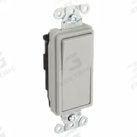 HUBBELL Wall Switch: Rocker Switch, Single Pole, Maintained, Gray, 120/277V AC, 15 A (MPN DS115GY). Key specifications — Illuminated: No; Voltage Rating: 120/277V AC.