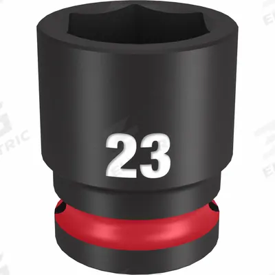 MILWAUKEE Standard Impact Socket: 1/2 in Drive Size, Metric, 23 mm Socket Size, 6-Point - 1/2" Drive Impact Sockets