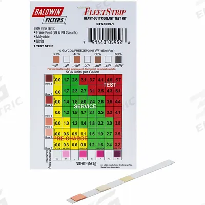 BALDWIN FILTERS Coolant Test Strips: SCAs, 1 Tests, Strip, 1/8 in Overall Lg - Coolant and Antifreeze Test Strips