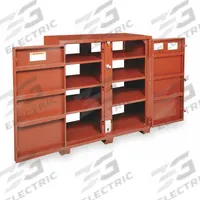 CRESCENT JOBOX Jobsite Cabinet: 32 1/4 in W x 60 1/8 in D x 60 3/4 in H, 63.7 cu ft, Padlock, Brown (MPN 1-695990). Key specifications — attr1116233: Brown; attr1116253: CRESCENT JOBOX; attr1222022: Padlock - Lock not included.