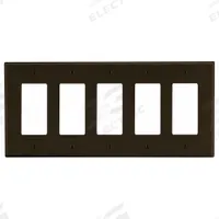 HUBBELL Wall Plate: Decorator-Rocker, 5 Gang, Brown, Std Size (MPN P265). Key specifications — Brand: HUBBELL; Material: Polycarbonate.