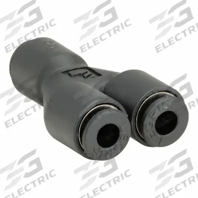 LEGRIS Push-Fit Wye Fitting: 6 mm OD x 6 mm OD x 6 mm OD Size, Tube x Tube x Push-to-Connect - Nylon & Nickel-Plated Brass Tube Fittings
