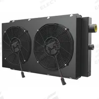 AKG Forced Air Oil Cooler: 66 hp Heat Removed, 80 gpm Max. Flow, 250 psi Max. Pressure, 12V DC (MPN DCSB60-12-BP25-3). Key specifications — attr96059: SAE #20; attr96056: IP 68; attr96057: 12V DC; attr98919: AKG.