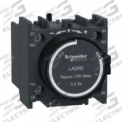 SCHNEIDER ELECTRIC IEC Timer Module: Off Delay, 0.3 sec – 3 sec, 1NO/1NC (MPN LADR0). Key specifications — Maximum Voltage Rating: 690V AC; Mounting: Front; Brand: SCHNEIDER; Compatible with Series: TeSys Deca.