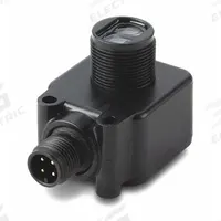 EATON Photoelectric Sensor: M18 Threaded, Built-in Connector, 4 - Pin Micro, 18-264V AC & 18-50V DC (MPN E65-SMSD200-GLD). Key specifications — Brand: EATON; Electrical Connection: Dual Key Micro Connector; Manufacturer Part Number: E65-SMSD200-GLD; Body Material: Resin; DC Supply Voltage Rating: 18-50V DC; NEMA Enclosure Rating: 13; Series: E65 SM; AC Supply Voltage Rating: 18-264V AC.