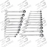 GEARWRENCH Combination Ratcheting Wrench Set: Alloy Steel, Full Polish Chrome, Std, 12-Point Box End (MPN 35720A-02). Key specifications — attr309581: Full Polish Chrome; attr309580: Alloy Steel; attr309571: No; attr309583: No; attr309587: Yes; attr324931: GEARWRENCH.