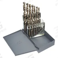 CHICAGO-LATROBE Jobber Length Drill Bit Set: 15 Pc, 1/16" to 1/2" by 32nds, 135° Split Point (MPN 57852). Key specifications — attr1236168: Metal Index; attr1236199: NAS 907 Type J.