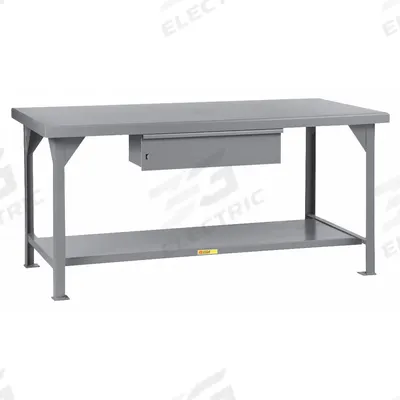 LITTLE GIANT Workbench: Fixed Ht, Steel, 60 in x 36 in, 10,000 lb Overall Load Capacity - Workbenches with Drawers & Lower Shelves