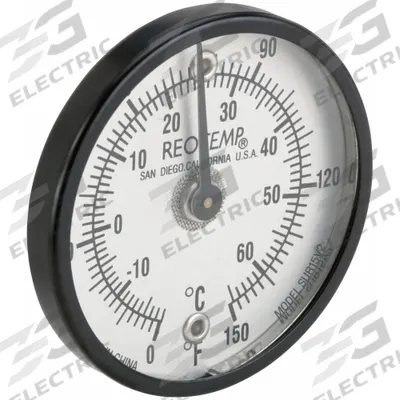 REOTEMP Magnetic Dial Thermometer: 0°F to 150°F /-20°C to 65°C - General Purpose Magnetic-Back Dial Thermometers