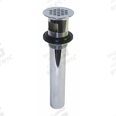 KISSLER Drain Assembly: Brass, Chrome, 8 in Overall Ht, 1 1/4 in Overall Dia - Sink Drains with Flat Strainer