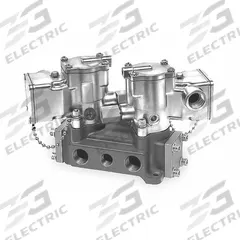 PARKER Solenoid Air Control Valve: Valvair, Four-Way / Three-Position, Double Solenoid, 120V AC (MPN L6959922153). Key specifications — attr1084833: Open; attr1084839: Plug-In; attr1093196: Solenoid Coil Included; attr1084853: Internal Pilot; attr1084865: Non-Locking; attr1084872: Solenoid Air Control Valve; attr1084885: Double Solenoid; attr1084828: L6959922153.
