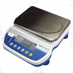 ADAM EQUIPMENT Industrial Bench Scale: 7 1/8 in x 9 5/8 in, 65 lb Wt Capacity - Imperial (MPN LBX30). Key specifications — attr1341383: USB; attr1341384: 5 g/0.01 lb; attr1341400: ADAM EQUIPMENT; attr1383935: Stainless Steel.