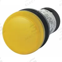 EATON Pilot Light Head: 22 mm Panel Mounting Hole Dia, Yellow, Smooth, LED, M22 Series (MPN M22-L-Y). Key specifications — Brand: EATON; Compatible Lamp Module Type: LED Module; Compatible with Series: M22.