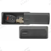 Magnetic Key Case: Plastic, Black, 1 1/4 in Ht, 2 in Wd, 4 3/4 in Dp, Case Hider, Surface Mount (MPN 207D). Key specifications — Brand: MASTER LOCK; Hider Style: Case; Color: Black; Mounting Location: Surface; Material: Plastic; Mounting Style: Magnet.
