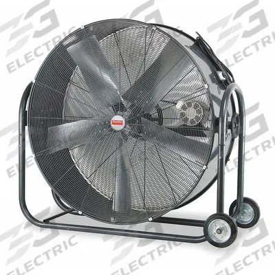 Dayton Portable Fan: 42 in Blade Dia, 120V AC, Mobile, 1 hp, Belt Drive - Standard Industrial Floor Fans