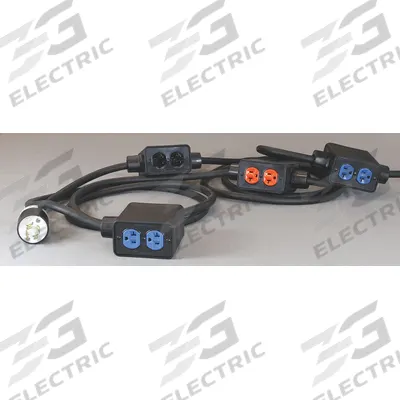 KH INDUSTRIES Power Stringer: 60 ft Lg, 4 Outlet Boxes, 8 Outlets, 12/4, L14-20P Plug - Nonlinkable Extension Cords with Multiple Outlet Boxes