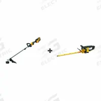 DEWALT String Trimmer Kit: 20V MAX*, Trimmer and Hedge Trimmer, 15 in String Trimmer Cutting Wd (MPN DCST972X1/DCHT821B). Key specifications — Battery Capacity: 9.0 Ah; Combo Type: Trimmer and Hedge Trimmer.