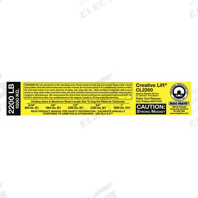 MAG-MATE Replacement Capacity Sticker: 900204 - Accessories for Below-the-hook Lifting Magnets