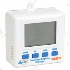 SUPCO Data Logger: -5°F to 131°F, -20°C to 55°C, SL500TC, Temp, 131°F Max Dew Point Measured, USB. Key specifications — Interface: USB; Parameters Measured: Temperature °F; Brand: SUPCO; Features: User Selectable Stop on Memory Full or Memory Rollover for Continuous Logging; Includes: USB Cable (3ft); Software Options: Software Included; Data Logger Type: Temperature.