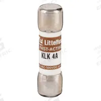 LITTELFUSE Fuse: KLK Series, Midget, Fast-Acting, 4 A, 600 V AC, 500 V DC, 13/32 in x 1 1/2 in (MPN KLK004). Key specifications — attr1287209: KLK; attr211192: LITTELFUSE.