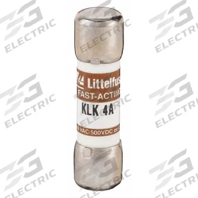 LITTELFUSE Fuse: KLK Series, Midget, Fast-Acting, 4 A, 600 V AC, 500 V DC - Fast-Acting Cylindrical Fuses