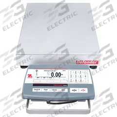 OHAUS Industrial Bench Scale: 12 in x 14 in, Not IP Rated, Front-Mounted, Defender, Stainless Steel (MPN 30461652). Key specifications — Connection Ports: Ethernet; Readability: 0.002 lb/1 g; Brand: OHAUS; Weighing Surface Material: Stainless Steel.