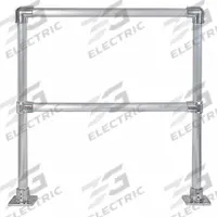 HOLLAENDER Handrail Section: Toe Board Not Included, 5 in x 5 in, Floor Mounted Rail Mounting, Round (MPN 50220). Key specifications — Product Type: Handrail Section; Brand: HOLLAENDER; Color: Silver; Handrail Shape: Round; Material: Aluminum; Number of Rail Levels: 2; Rail Mounting Style: Floor Mounted.