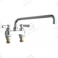 CHICAGO FAUCETS Low Arc Laundry Sink Faucet: Deck, Centerset, Cast Brass, Polished Chrome (MPN 895-L12E73ABCP). Key specifications — Color/Finish: Polished Chrome; Includes: Mounting Hardware.