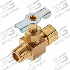 PARKER Needle Valve: Inline Valve Body, Brass, Screw-In Bonnet, 1/4 in Pipe Size, Compression x MIP (MPN NV106C-4-4). Key specifications — For Media: Water; Standards: ISO 9001; Brand: PARKER; Valve Series: NV; Connection Gender - Side 2: Male; Connection Gender - Side 1: Female; Connection Type - Side 1: Compression; Connection Type - Side 2: IPS.