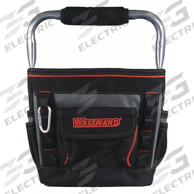WESTWARD Tool Tote: 13 in W x 12 in D x 15 in H, Black, Polyester, 13 Pockets - Polyester Tool Totes