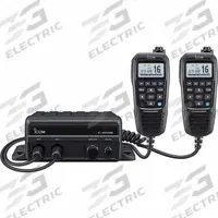ICOM Marine Two-Way Radio: VHF, Analog, DSC, 25 W, 70 Channels, Alphanumeric, IPX7, GPS, Black (MPN M410BB 11 USA). Key specifications — attr920640: Marine; attr920639: Mobile Two-Way Radio; attr920621: Clean Installation for Limited Helm Space; attr920622: IPX7; attr920595: M410BB 11 USA; attr920607: ICOM; attr920646: TIA/EIA-603; attr920661: Analog.