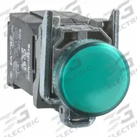SCHNEIDER ELECTRIC Pilot Light: 22 mm Panel Mounting Size, Green, Incandescent, XB4 Series (MPN XB4BV33). Key specifications — Series: XB4; Brand: SCHNEIDER; Includes Push-To-Test: No Push-To-Test Included.