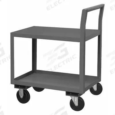APPROVED VENDOR Utility Cart: 1,400 lb, 52 in L x 26 in W x 39 in H Overall Dim, 2 Shelves - Low-Profile Utility Carts with Lipped & Flush Metal Shelves