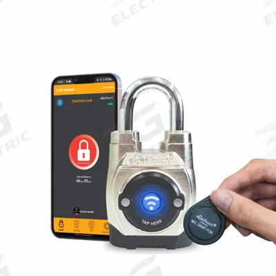 EGEETOUCH Bluetooth Padlock: Silver, Zinc Die-Cast - Standard Shackle Bluetooth Padlocks