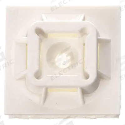 PANDUIT Cable Tie Mounting Base: 0.25 in Slot Wd, 0.06 in Slot Ht, White, 1 in Wd - Adhesive Mount Cable Tie Bases