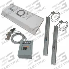 PORTA-KING Modular Electric Kit: 10 ft x 12 ft, LED, 4 ft x 2 ft, Gray, Pre-Wired (MPN MODKITVK1-10x12). Key specifications — Includes Cover Plate: Yes; Lighting Technology: LED; Brand: PORTA-KING; Pre-Wired: Yes; Includes: Electrical Schematic; Compatible Brand and Series: Porta-King Modular In-Plant Offices; Compatible Building Depth: 12 ft.