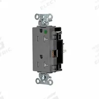 HUBBELL Receptacle: Hospital Grade, Decorator Duplex, 5-20R, Gray, 125V AC, 20 A, 2 Pole / 3 Wire (MPN HBL2182STGYTR)
