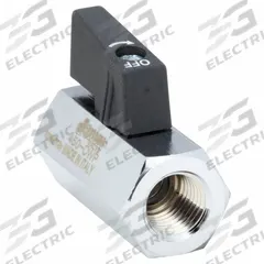 JOMAR VALVE Manual Two-Way Ball Valve: 1/4 in, Chrome-Plated Brass, Straight, FIP x FIP, One-Piece (MPN 100-431). Key specifications — Brand: JOMAR VALVE; Handle: Locking Lever.