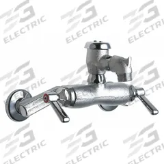 CHICAGO FAUCETS Straight Service Sink Faucet: Wall, Widespread, Cast Brass, Polished Chrome (MPN 305-VBRRCF). Key specifications — Color/Finish: Polished Chrome; Includes: Pail Hook.