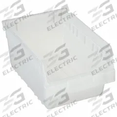 AKRO-MILS Shelf Bin: 11 5/8 in Overall Lg, 8 3/8 in x 6 in, Clear, Nesting Capable, Not Hangable (MPN 30080SCLAR). Key specifications — attr1179622: AKRO-MILS; attr1179611: 0%; attr1179616: 30080SCLAR; attr1179624: Dividers Not Included; attr1249172: Not Electrostatic Discharge Conductive.