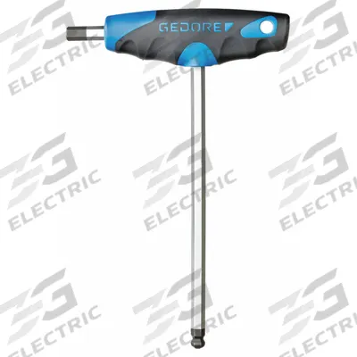 GEDORE Hex Key: 1 Ball Ends, 2 mm Tip Size, Metric, Long, Alloy Steel, Chrome - T-Shaped Dual-Tip Hex Keys