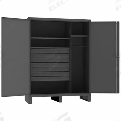 DURHAM MFG Storage Cabinet: 60 in x 24 in x 78 in, 5 Shelves, 7 Drawers - Industrial Combination Cabinets with Drawers
