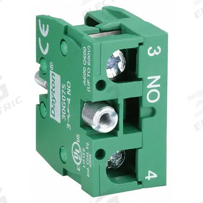 Dayton Contact Block: 22 mm Panel Mounting Size, 1NO, Momentary - Contact Blocks