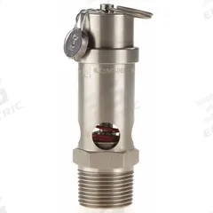 CONRADER Safety Valve: Soft Seat, 3/4 in (M)NPT Inlet (In.), 50 psi Preset Setting (PSI), Viton (MPN SRV530-3/4-V-SS-050). Key specifications — attr291993: Soft Seat; attr291998: Stainless Steel; attr292007: Viton; attr292009: Stainless Steel; attr294753: CONRADER.