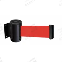 TENSABARRIER Retractable Belt Barrier: Fixed Mounting Plate, 7 1/2 ft Belt Lg, Pattern, Red (MPN 896-STD-33-STD-NO-R5X-C). Key specifications — Frame Color: Black; Brand: TENSABARRIER; Belt Color: Red.