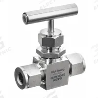 USA INDUSTRIALS Needle Valve: Inline Valve Body, 316 Stainless Steel, Screw-In Bonnet, Compression (MPN ZUSA-VLV-88). Key specifications — For Media: Combustible Gases; Standards: API 598; Brand: USA INDUSTRIALS; Valve Series: N/A - Not Rated; Connection Type - Side 1: Compression; Connection Type - Side 2: Compression; Connection Type: Compression x Compression; Handle: Metal Tee.