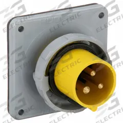 HUBBELL Pin and Sleeve Inlet: Yellow, 125V AC, Single Phase, 20 A, 2 Pole, 3 Wire, IEC Grounding (MPN HBL320B4W). Key specifications — Brand: HUBBELL.