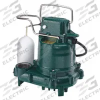 ZOELLER Submersible Sump Pump: 3/10 hp, 115V AC, 34 gpm Flow Rate @ 10' of Head, 1 1/2 in FNPT, Auto (MPN 57-0001). Key specifications — Rated Voltage: 115V AC; Brand: ZOELLER; Switch: Integral Vertical Float.